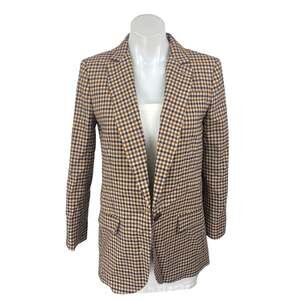 J.Crew Alfie Multicolor Italian Wool Checkered Plaid Blazer Coat Jacket Size 0